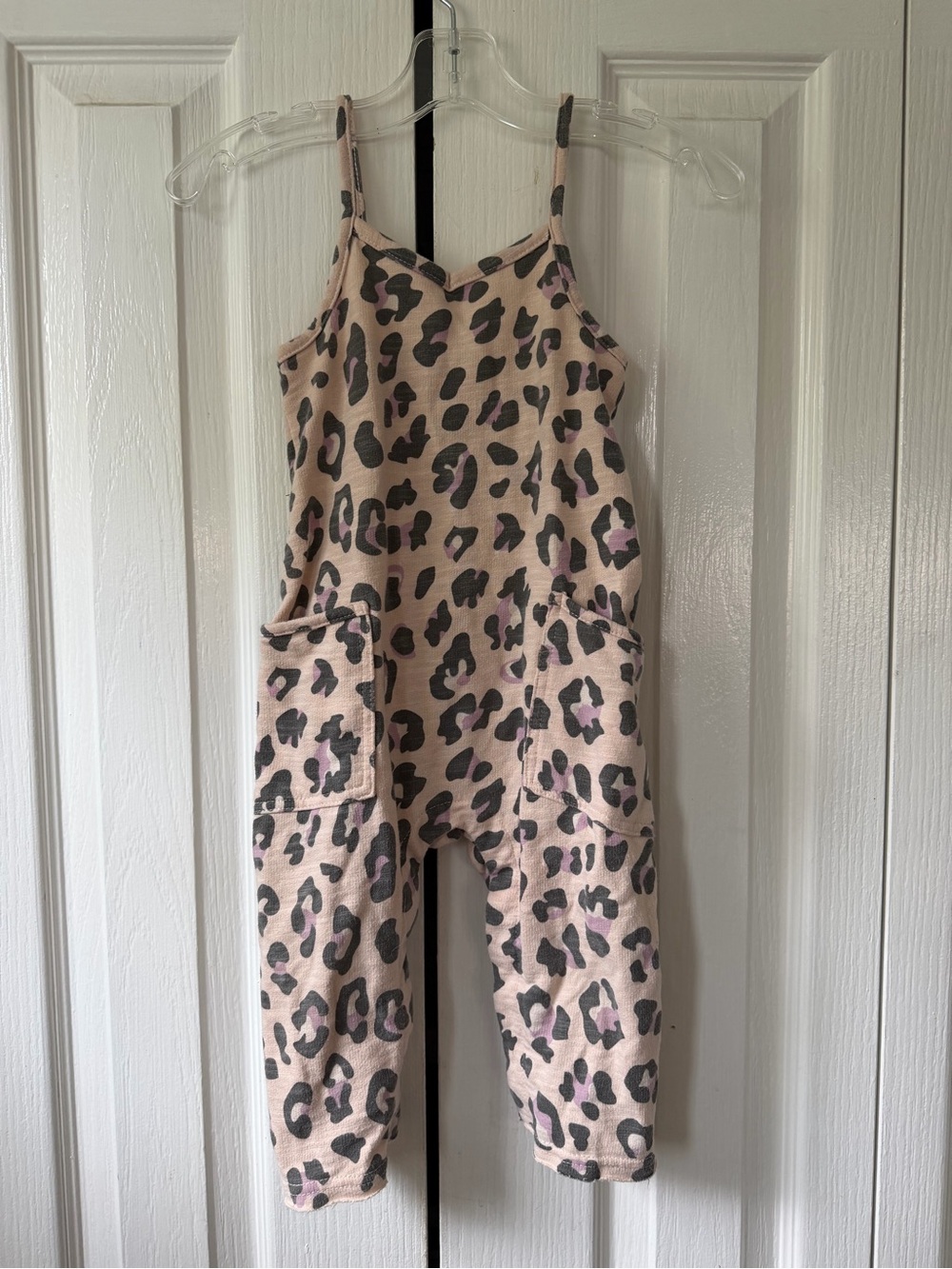 Girls Pink Leopard-Print Jumpsuit with Pockets